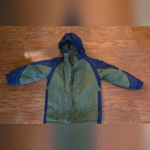 L.L. Bean Kids Green and Blue Puffer Jacket